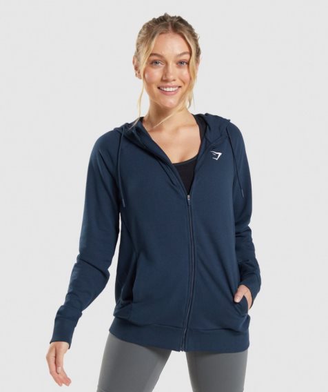 Women's Gymshark Training Zip Hoodie Navy | NZ 6ZUMWH